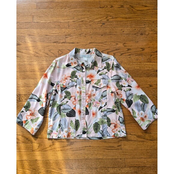 Vtg Pineapple Moon Womens Silk Floral Long Sleeve Button Up Size Small - Picture 1 of 8